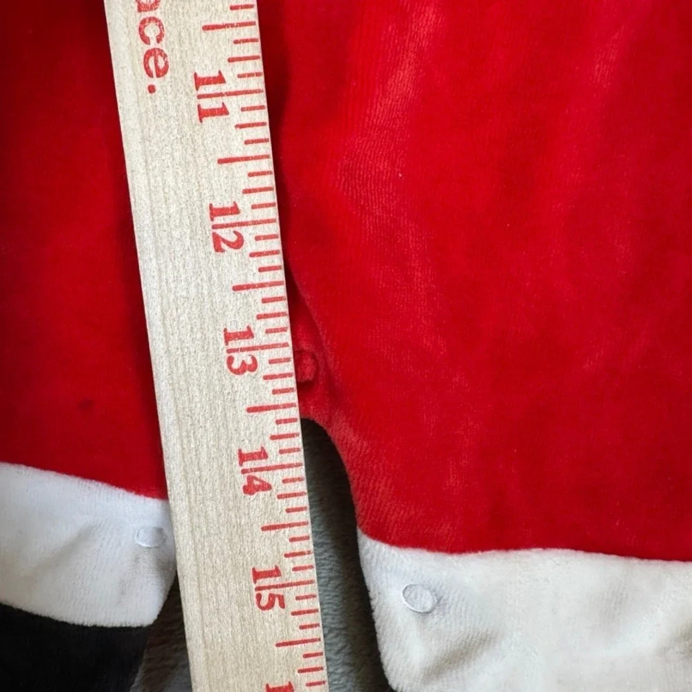 Vintage Carters Baby Santa Claus Velour Footed Sleeper Red White 3 Months